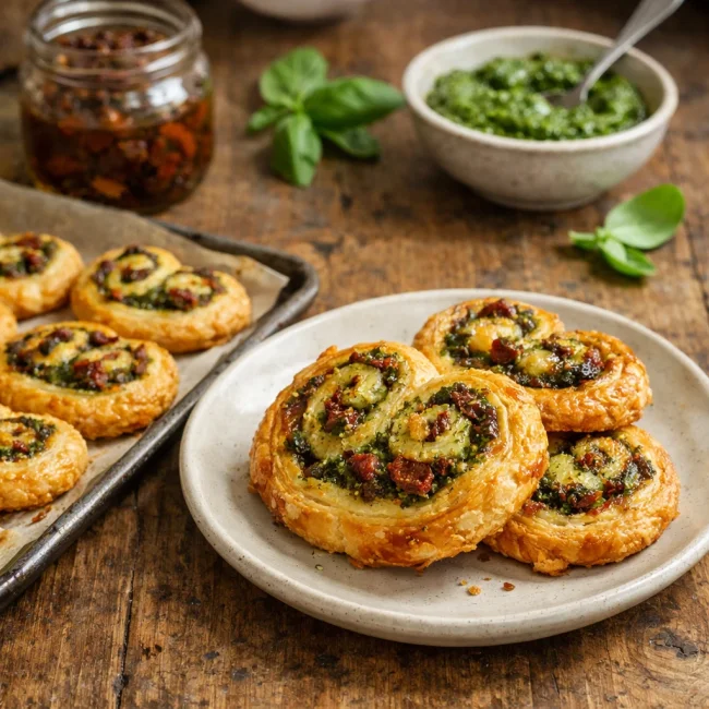 Pesto and Sun-Dried Tomato Palmiers