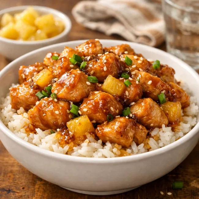 Pineapple Glazed Sweet and Tangy Chicken