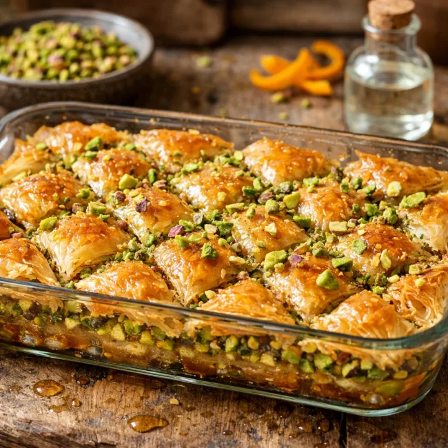 Pistachio and Orange Blossom Baklava