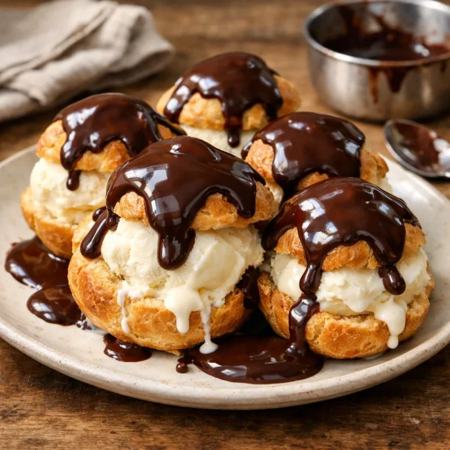 Profiteroles with Chocolate Sauce
