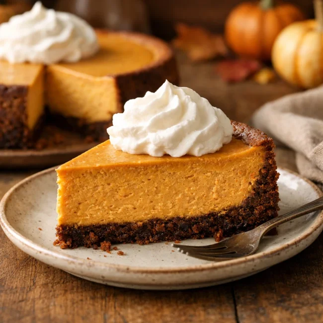 Pumpkin Cheesecake with Gingersnap Crust