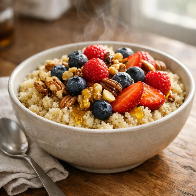 Quinoa Breakfast Bowl with Berries and Nuts