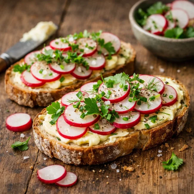 Radish and Herb Butter Tartines