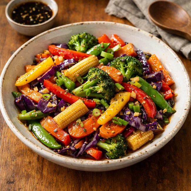 Rainbow Veggie Stir Fry with Ginger Soy Sauce