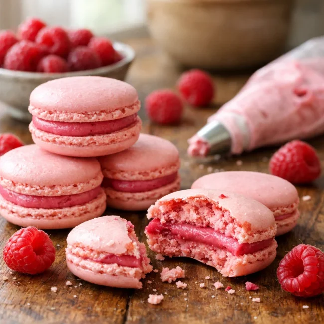 Raspberry Macarons