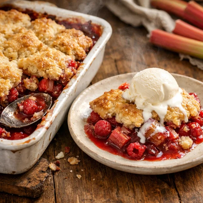 Rhubarb & Raspberry Cobbler Delight