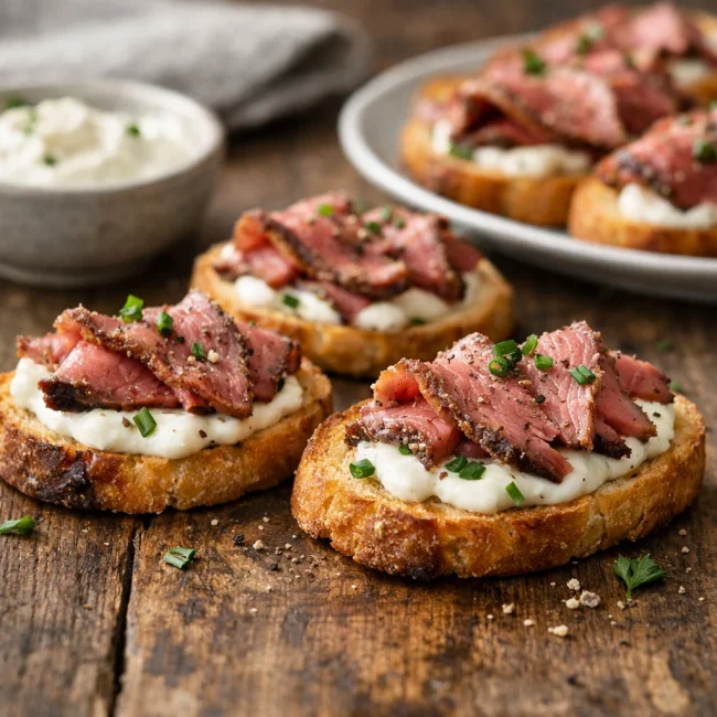 Roast Beef and Horseradish Crostini