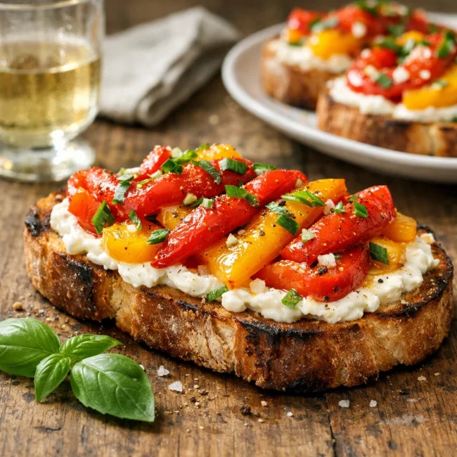 Roasted Bell Pepper Bruschetta