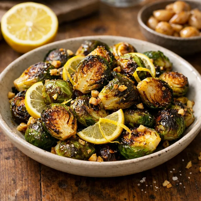Roasted Brussels Sprouts with Lemon and Garlic