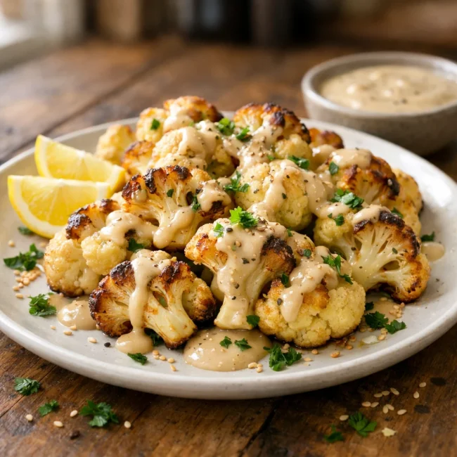 Roasted Cauliflower with Lemon Tahini Sauce