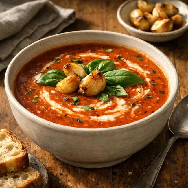 Roasted Garlic & Basil Tomato Soup