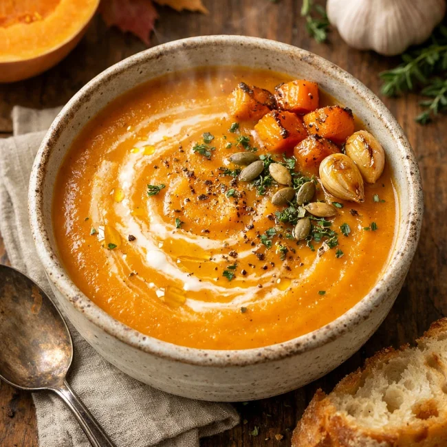 Roasted Garlic and Butternut Squash Soup