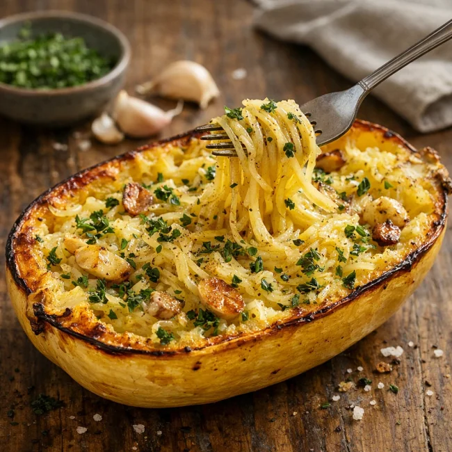 Roasted Garlic and Herb Spaghetti Squash