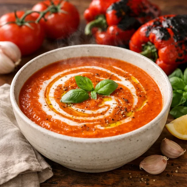 Roasted Red Pepper & Tomato Basil Soup