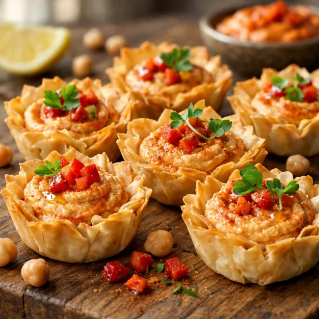 Roasted Red Pepper Hummus Cups
