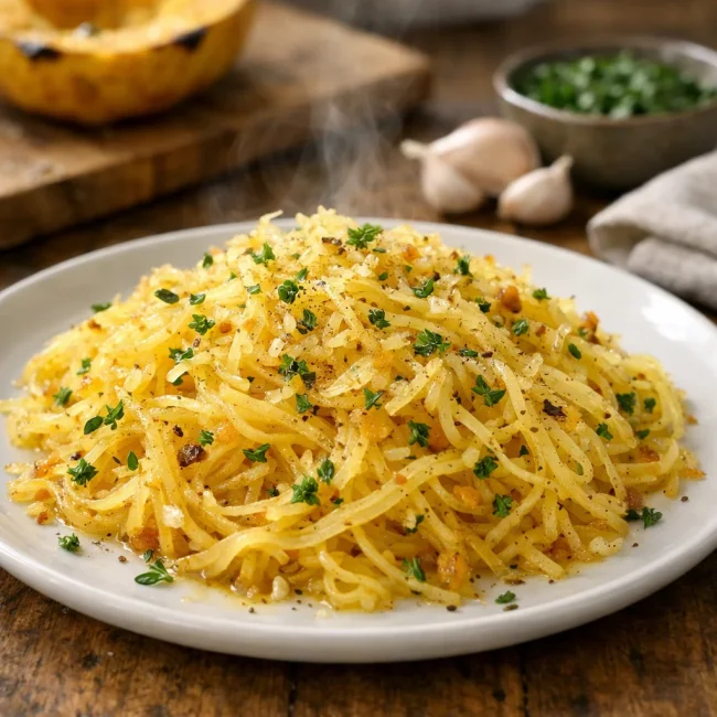 Roasted Spaghetti Squash with Garlic and Herbs