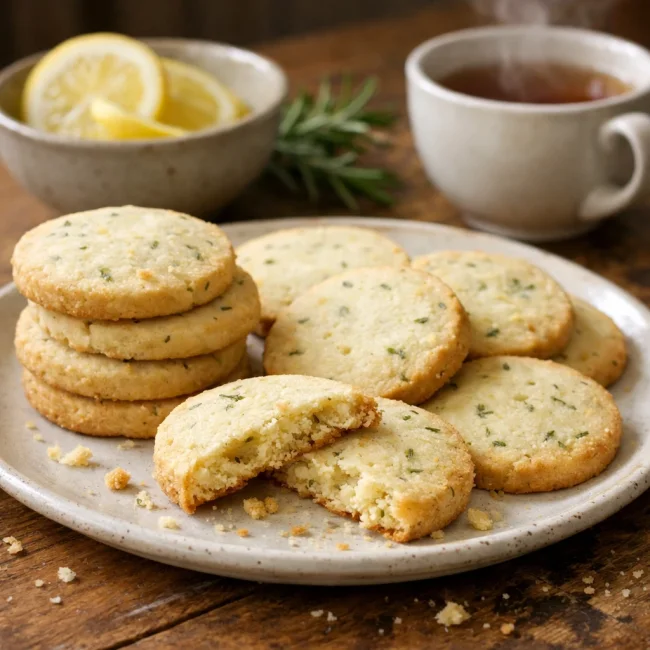 Rosemary Lemon Shortbread Cookies