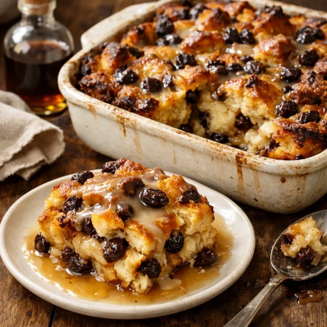 Rum Raisin Chocolate Chip Bread Pudding