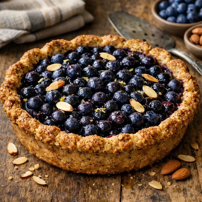 Rustic Almond Blueberry Pie