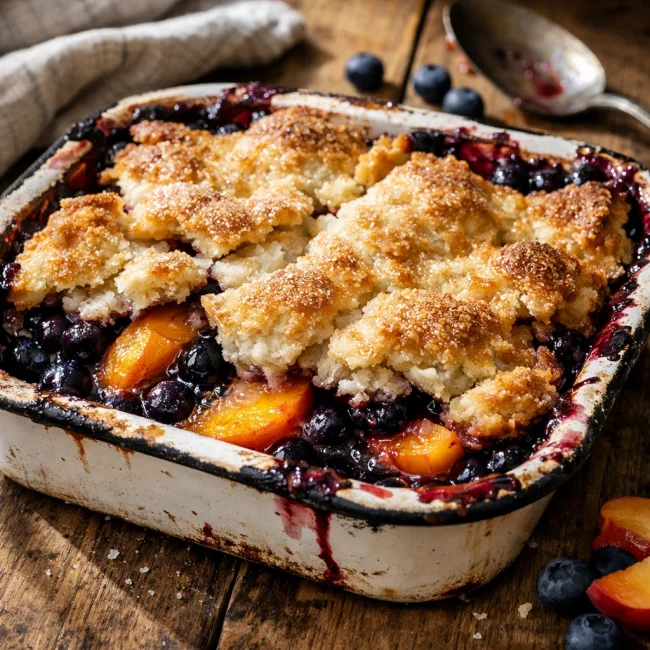 Rustic Blueberry Peach Cobbler