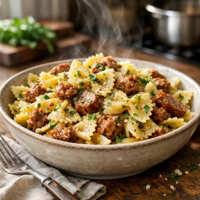 Rustic Bowtie Pasta with Savory Sausage