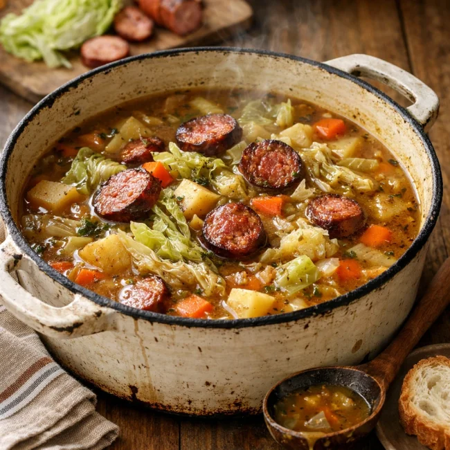 Rustic Cabbage and Smoked Sausage Soup