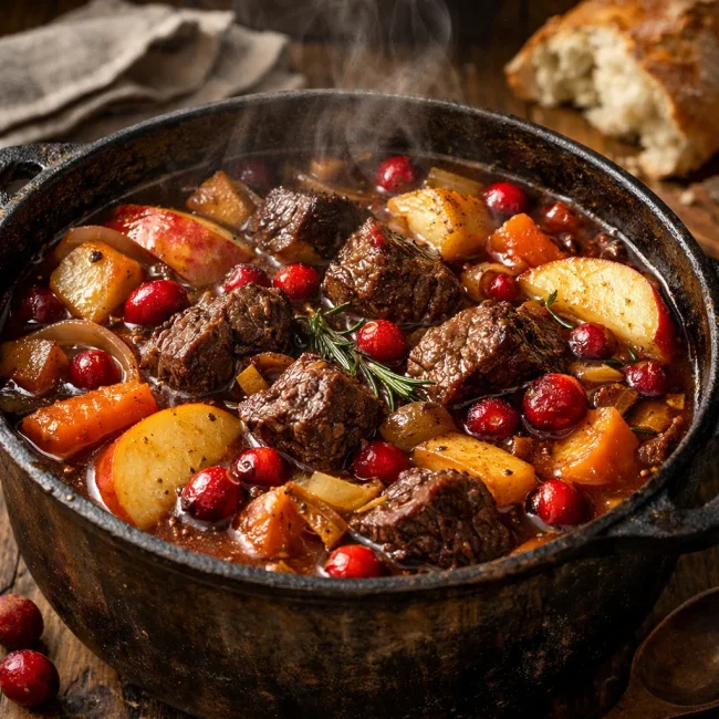 Rustic Cranberry-Apple Beef Stew