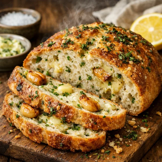 Rustic Herb & Roasted Garlic Bread