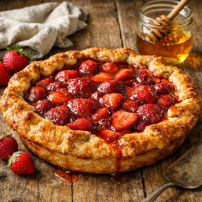 Rustic Honey Strawberry Pie