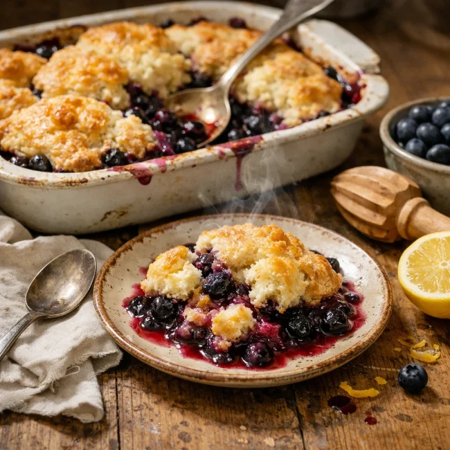 Rustic Lemon-Blueberry Cobbler
