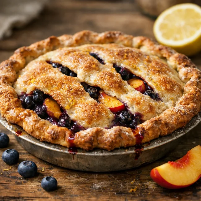 Rustic Lemon Blueberry Nectarine Pie
