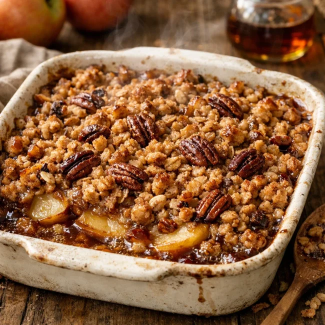Rustic Maple Pecan Apple Crisp