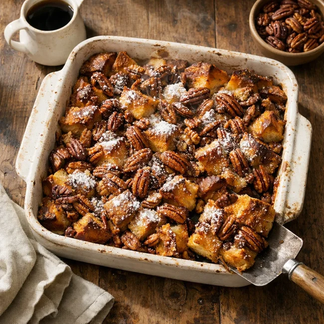 Rustic Maple Pecan French Toast Casserole