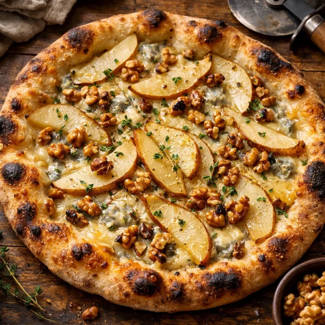 Rustic Pear and Gorgonzola Pizza