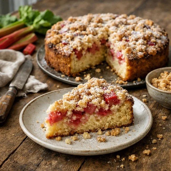Rustic Rhubarb Crumble Cake