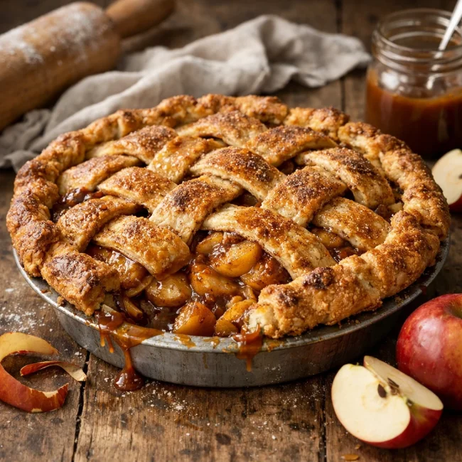 Rustic Spiced Caramel Apple Pie