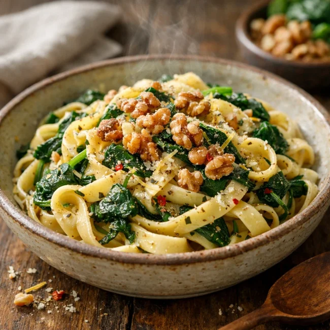 Rustic Spinach and Walnut Pasta
