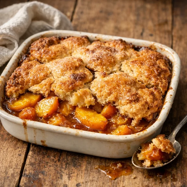 Rustic Vanilla Peach Cobbler