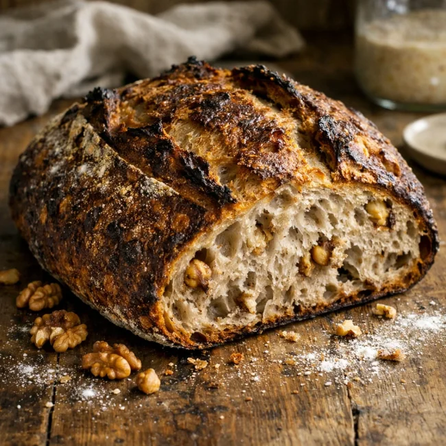 Rustic Walnut Sourdough Bread
