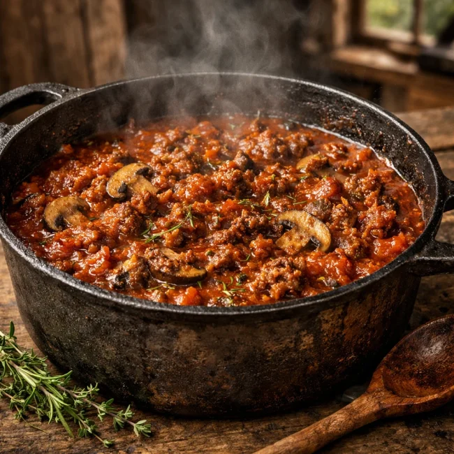 Rustic Woodland Spaghetti Meat Sauce
