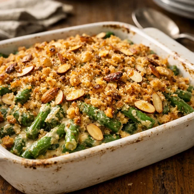Savory Almond Green Bean Casserole