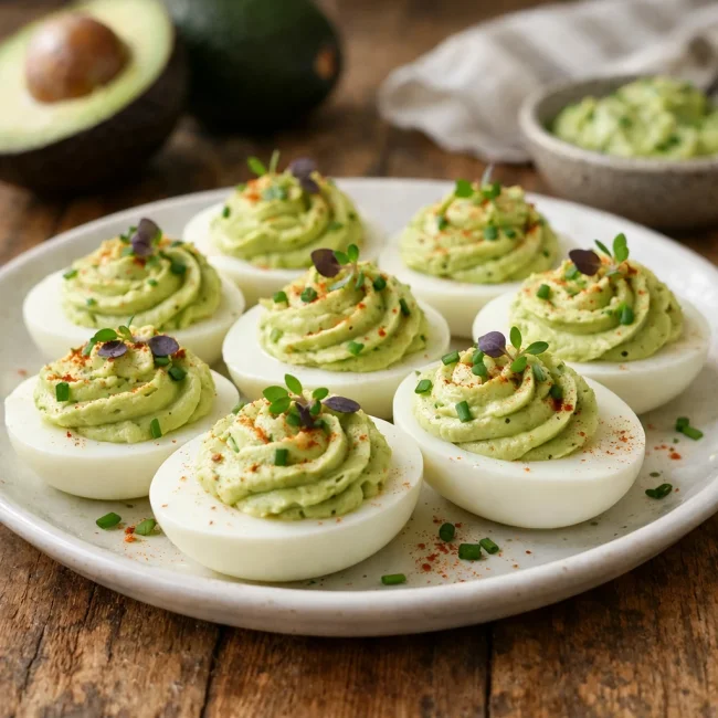 Savory Avocado Deviled Eggs