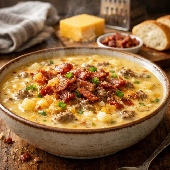 Savory Bacon Cheeseburger Soup