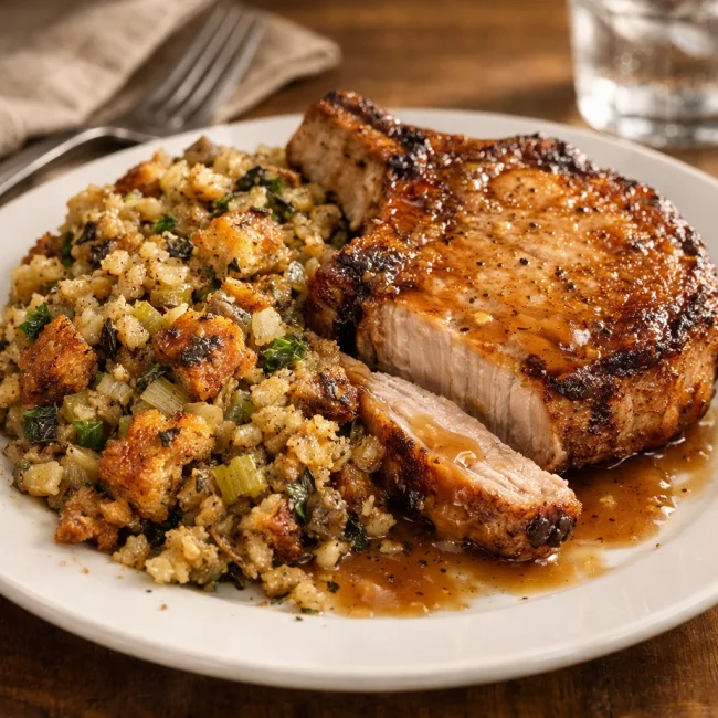 Savory Baked Pork Chops with Herb Stuffing