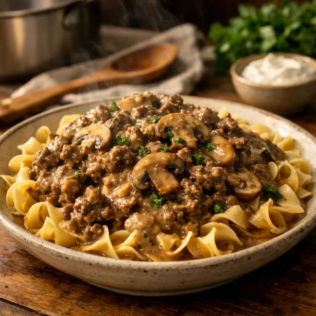Savory Beef Mushroom Stroganoff