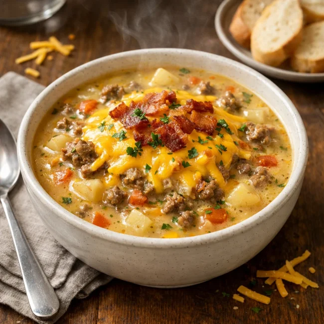 Savory Cheeseburger Soup Delight