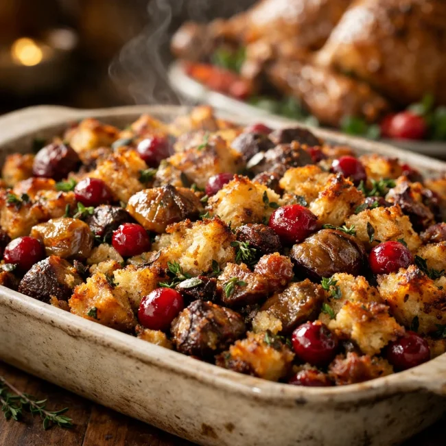 Savory Chestnut and Cranberry Stuffing