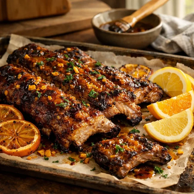Savory Citrus-Glazed Oven Baked Ribs