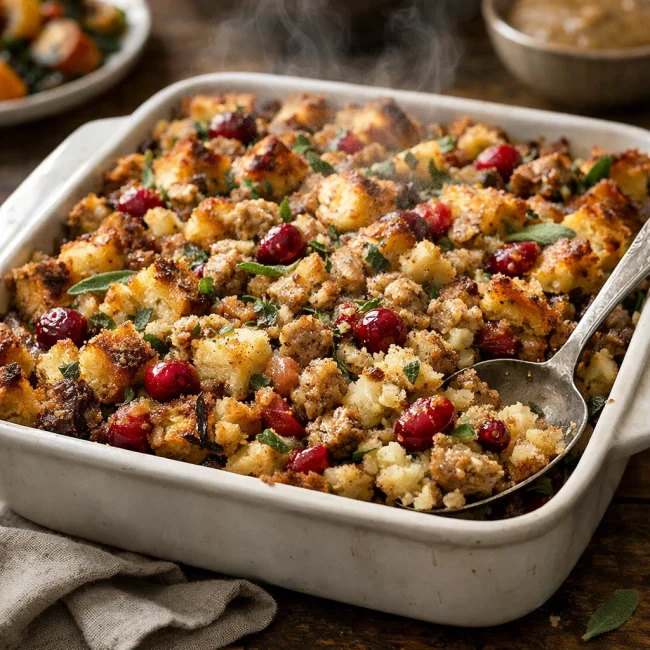 Savory Cranberry Sage Turkey Stuffing