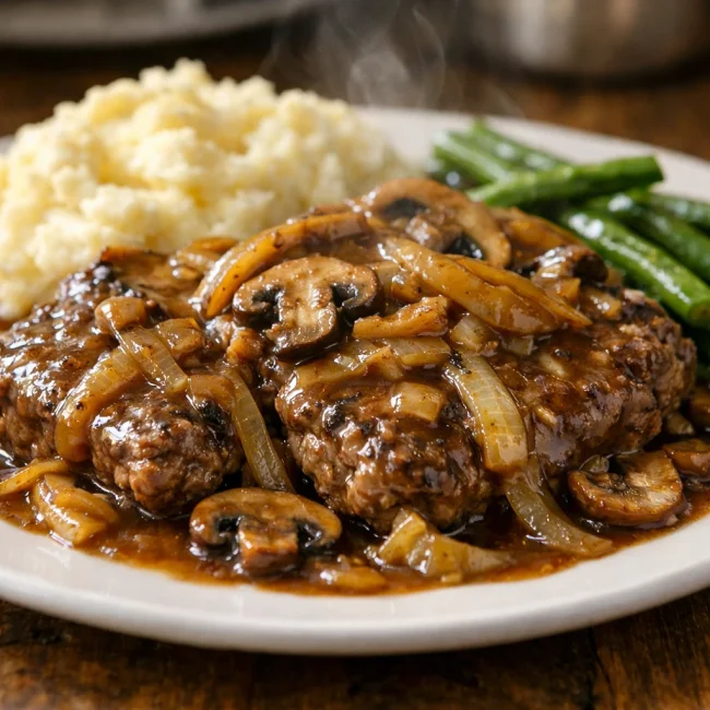 Savory Cube Steak with Onion Mushroom Gravy